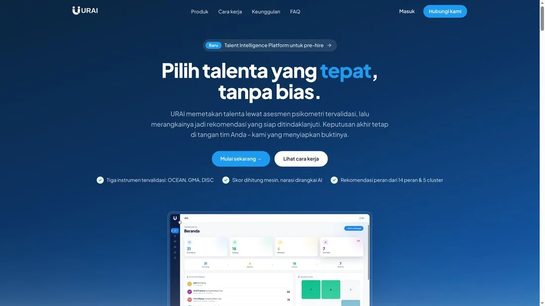 Dashboard produk URAI